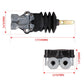 Air suspension height control valve with mounting bar and labeled dimensions
