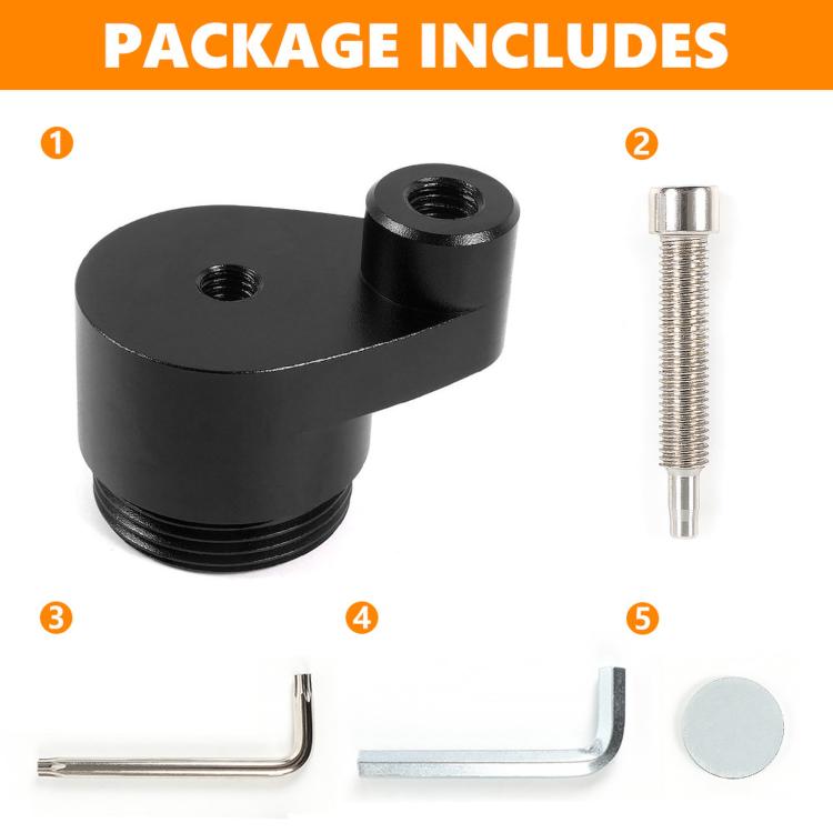 Clutch belt removal tool package: black tool, long screw, two L-wrenches, round pad
