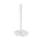 Clear acrylic paper towel holder with tall transparent tube and round scalloped base