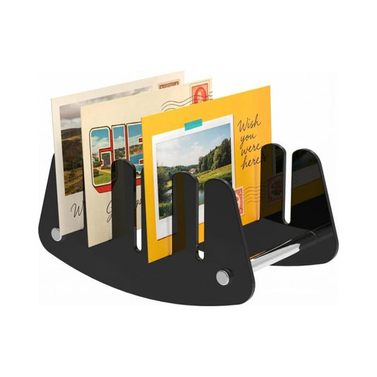 Acrylic Desk File Organizer Multi-Slot Mail Sorter and Letter Holder for Home Office Desk, YX254 Black, YX254 Clear