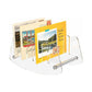 Clear acrylic desk file organizer with multi-slot holder and horizontal support bar