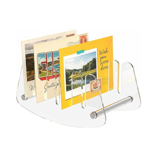 Acrylic Desk File Organizer Multi-Slot Mail Sorter and Letter Holder for Home Office Desk, YX254 Black, YX254 Clear