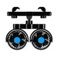 Dual rear-seat car cooling fans with blue center hubs and adjustable top bar mount