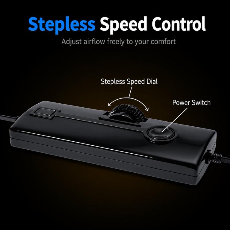 Car fan speed controller base with power switch and stepped speed dial