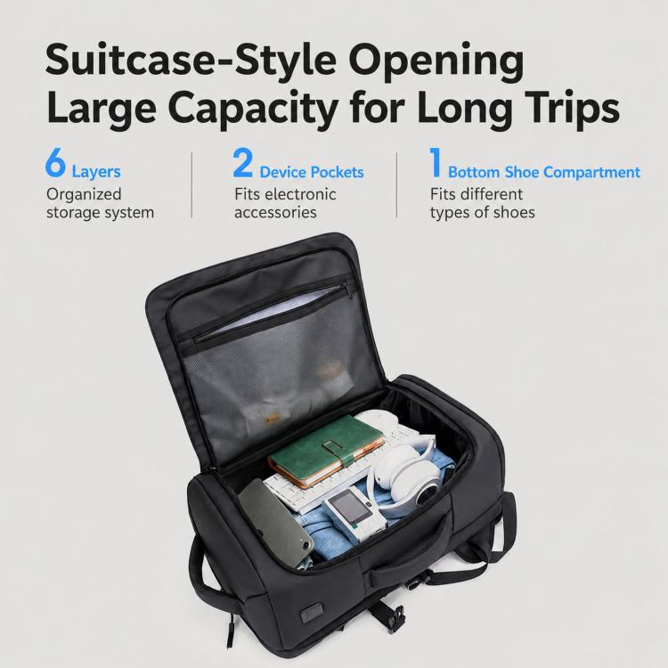 REMOID Travel Laptop Backpack With Shoe Compartment, USB Charging Port