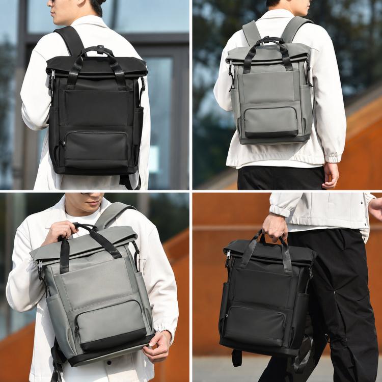 Black and gray laptop backpacks worn on the back with adjustable shoulder straps