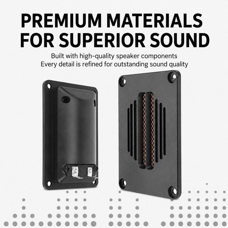 Square black ribbon tweeter speaker with rear terminals and ribbon coil grille