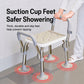 Anti-slip suction bath chair with white seat and suction cup feet for showering