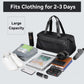 Black sports gym bag with roomy interior and zip compartments for travel
