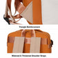 Orange and beige laptop backpack with triangle reinforcement and widened thick shoulder straps
