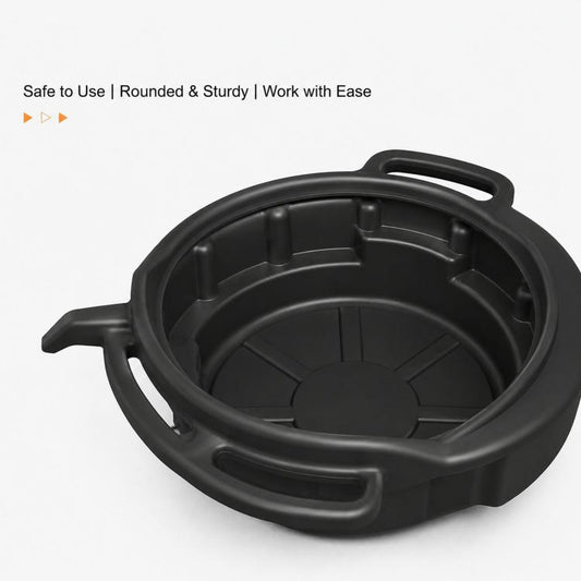Plastic Oil Drain Pan With Handles and Pour Spout Heavy Duty Fluid Change Tray Basin, 10L, 15L