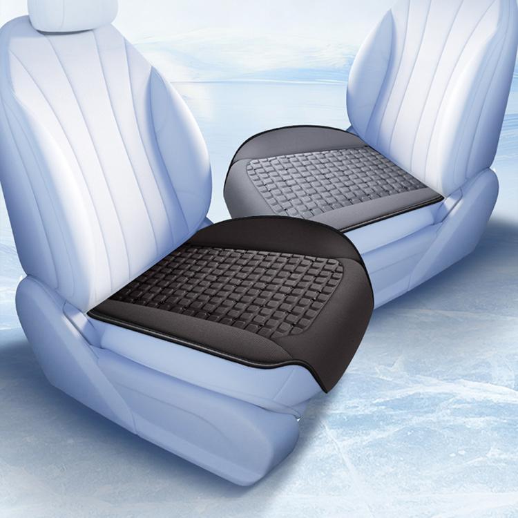 Car seat cooling pad set with raised grid inserts in dark gray/black