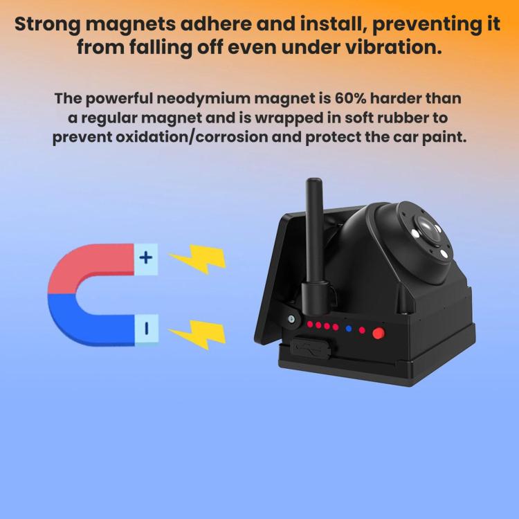 Wireless WIFI Magnetic Solar-Powered HD Camera Dashcam Reversing Camera, F25C