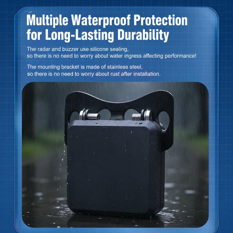 Waterproof motorcycle blind spot radar module in protective housing