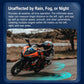 Motorcycle blind spot radar system operating with blue radar signal waves