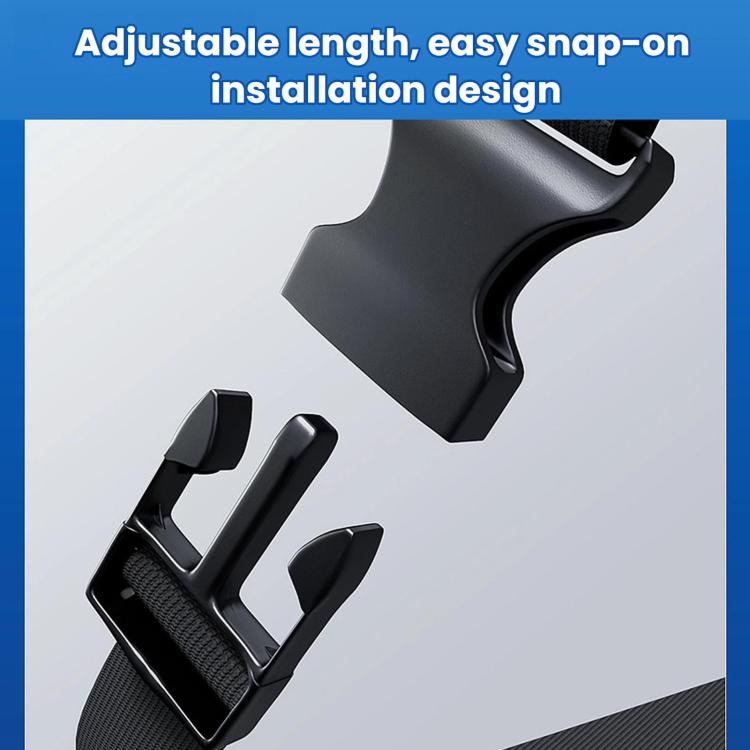 Adjustable snap-on strap clips for car seat organizer, black
