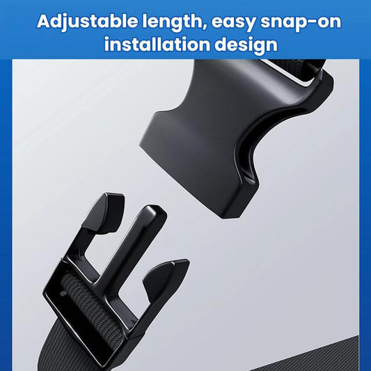 Adjustable snap-on strap clips for car seat organizer, black