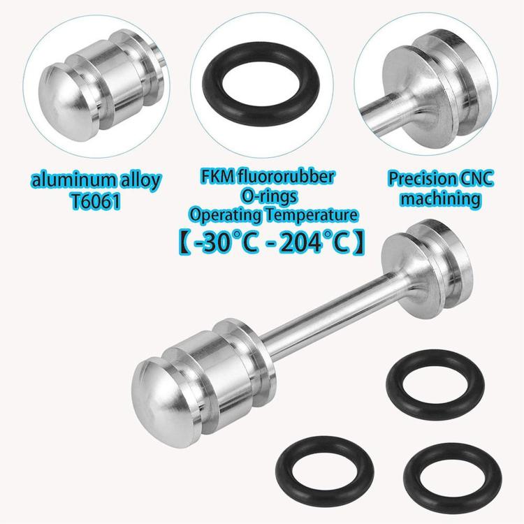 Metal bypass pipe with black O-ring gaskets and two machined aluminum ends