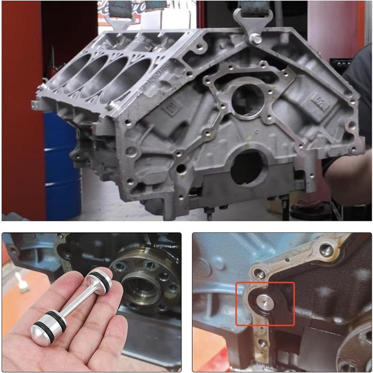 Bypass pipe fitting on an engine block during installation, showing front connection