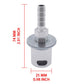 Silver remote vent valve with size markings: 74 mm and 25 mm dimensions