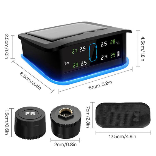 Solar TPMS Tire Pressure Monitoring System With LED Ambient Light, External 4-Wheel, External 6-Wheel, Built-in 4-Wheel, Built-in 6-Wheel