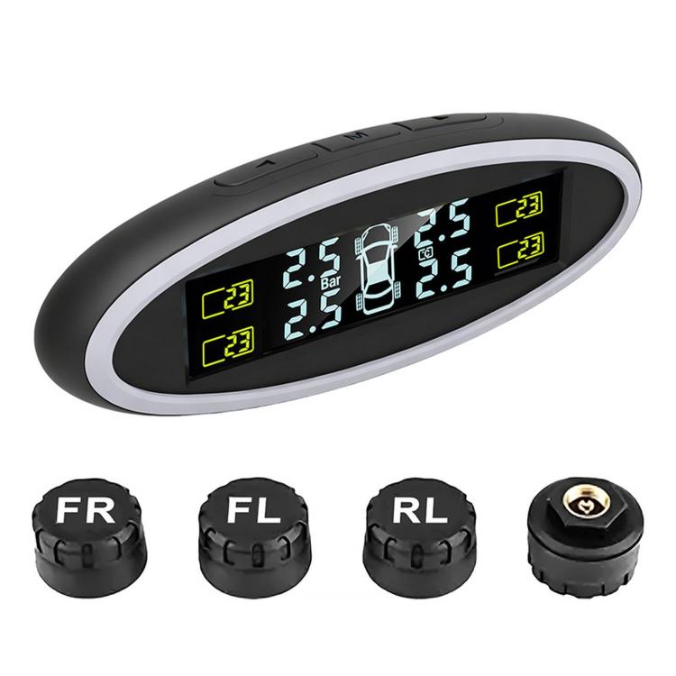 TPMS tire pressure monitoring display unit with four-wheel pressure readings on screen