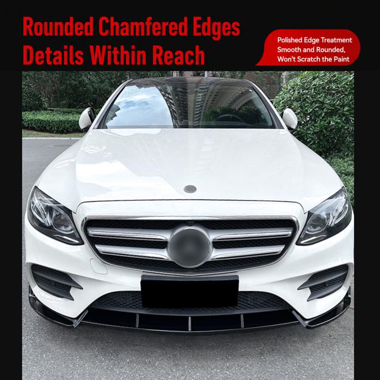Mercedes E-Class front bumper with black lip spoiler installed