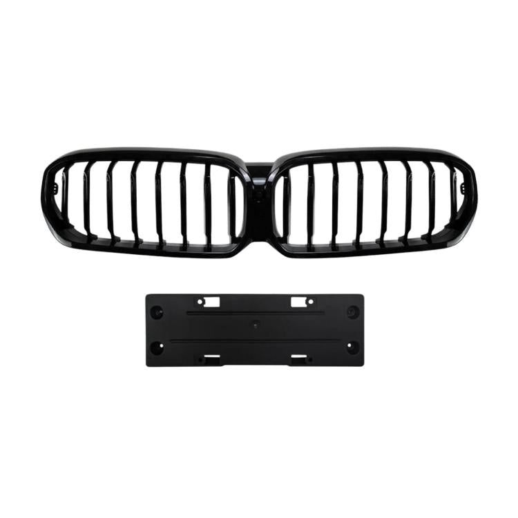 BMW G30/G31 front grille air intake, black dual oval with vertical slats and bracket