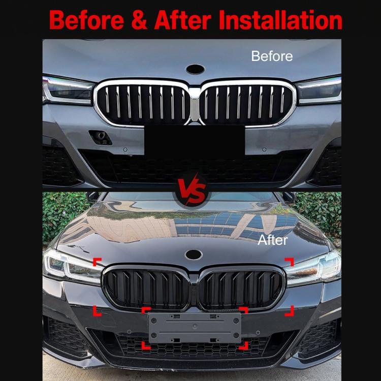 BMW front grille air intake with dual kidney grilles and black mounting plate