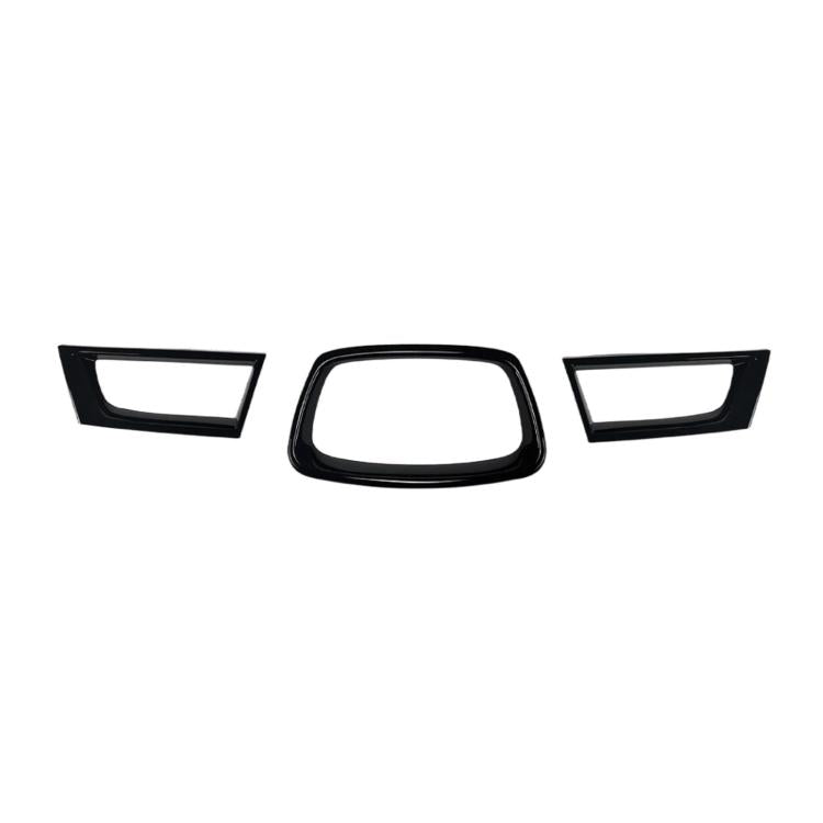 Grille cover decor sticker set, black trim pieces for three grille openings