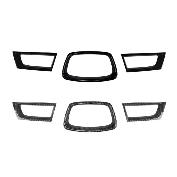 Grille cover decor sticker set, black and carbon-fiber style trim for grille openings