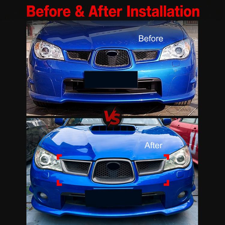 Grille cover decor stickers on the front grille with black mesh center surround