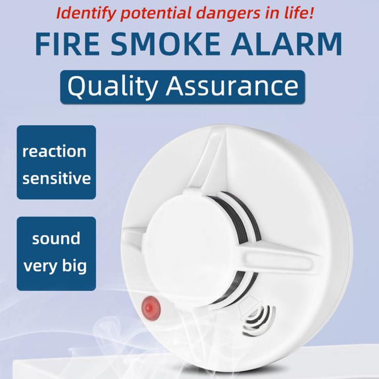 White fire smoke alarm device with red status light and front vented sensor