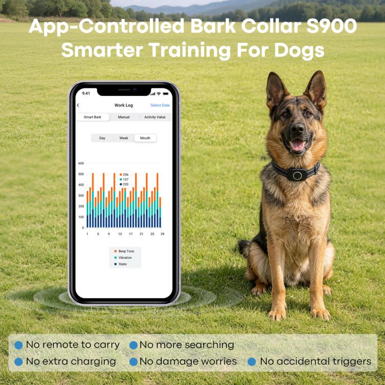 Smart APP Electric Shock Anti-barking Device Smart Collar For Pet Training