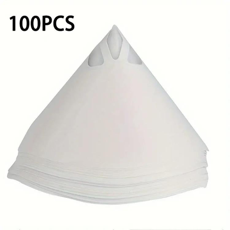 Disposable white paint strainer paper cone with fine nylon mesh, 100 pcs