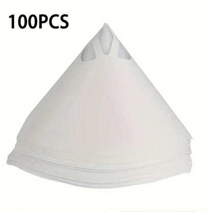 Disposable white paint strainer paper cone with fine nylon mesh, 100 pcs