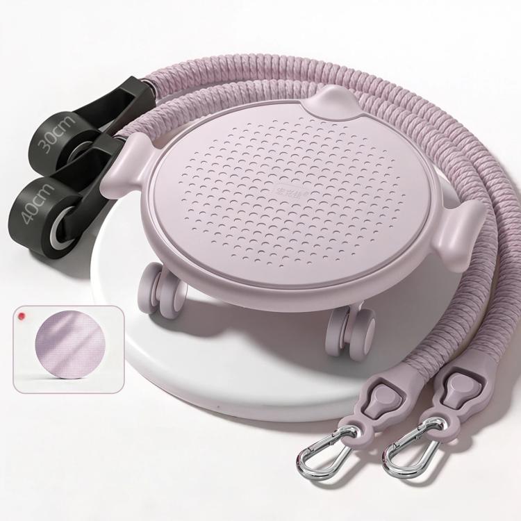 Pink Pilates slider disc trainer with knee pad and elastic resistance bands