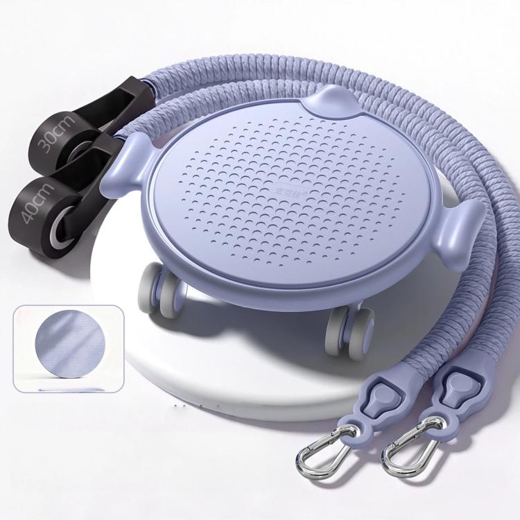 Blue Pilates slider disc trainer with knee pad and elastic resistance bands