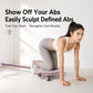 Gray Pilates slider board with knee pad and rolling wheels for core workout