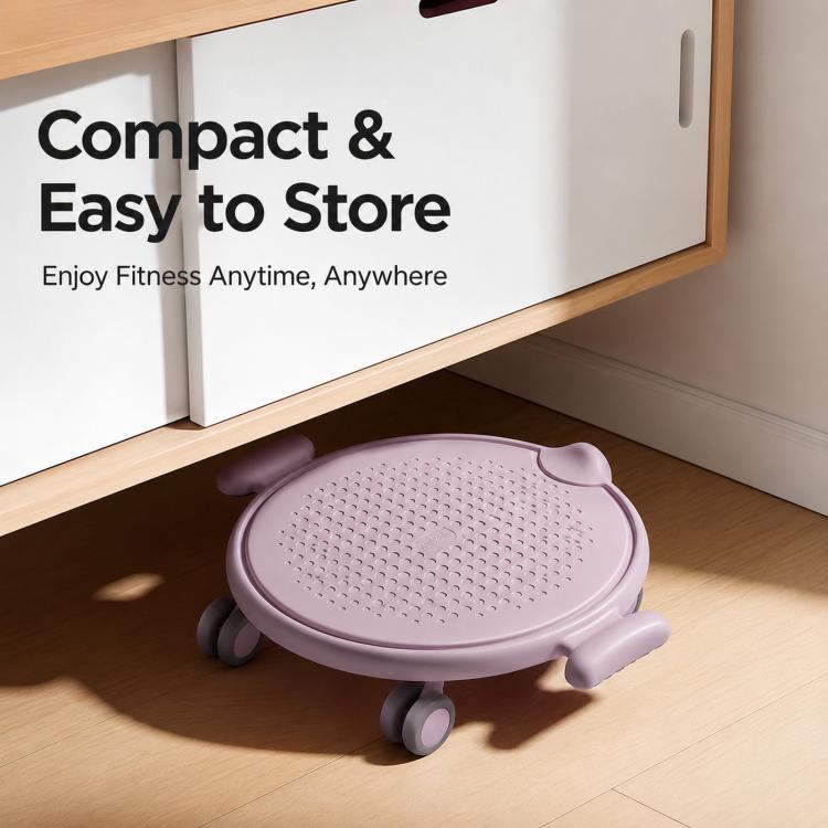 Purple 360-degree sliding disc core trainer with knee pad and four caster wheels