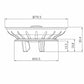 Replacement sink strainer basket with 3-prong plug, 80mm, dimensioned side view