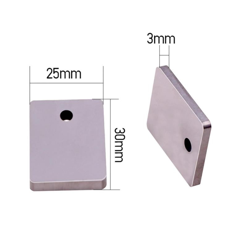 Metal paint scraper tool size view with 25mm and 30mm labels