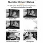 Driver monitoring alert icons poster: smoking, drowsy, phone call, yawning