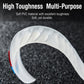 White curved anti-collision door edge strip with flexible PVC-style ribbing.