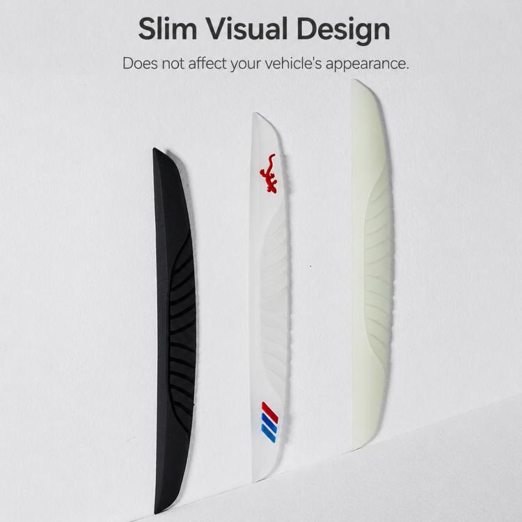 Set of slim anti-scratch door edge strips in black and clear finishes.
