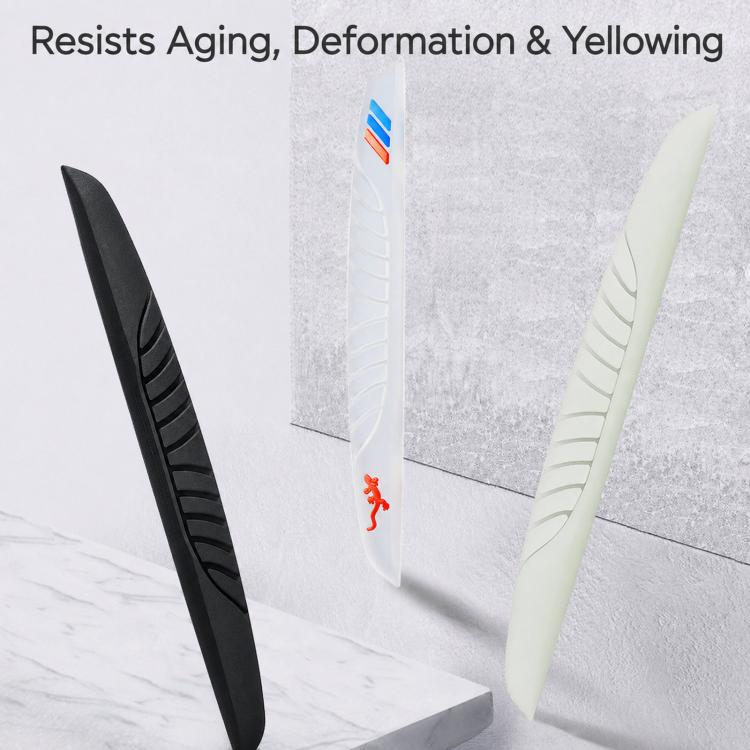 Anti-scratch door edge strips in black and light color, flexible ribbed strips.