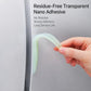 Transparent adhesive-backed door edge strip being applied by hand.