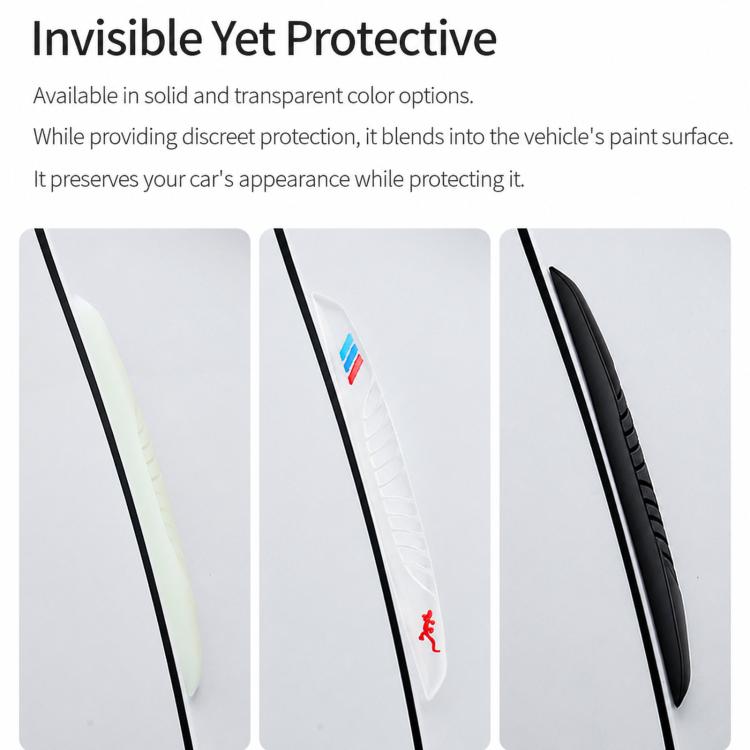 Invisible protective door edge strips in transparent and dark color options.