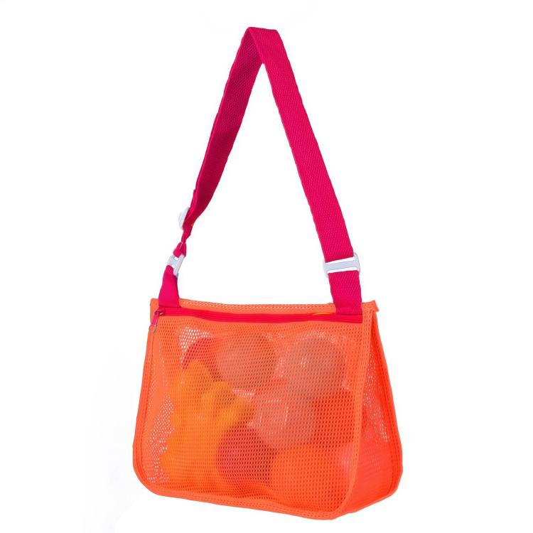 Single-Shoulder Stationery Pouch Children Mesh Foldable Thickened Mesh Beach Bag