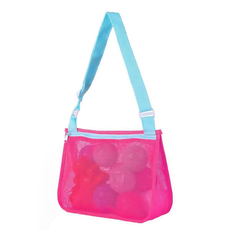 Single-Shoulder Stationery Pouch Children Mesh Foldable Thickened Mesh Beach Bag